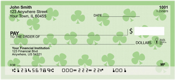 Shamrocks personal check design from Carousel Checks