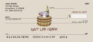 Peace, Love, and Wine Is Life Personal Checks