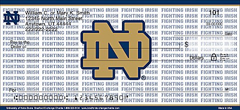 Order University of Notre Dame Checks