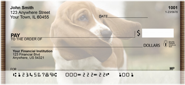 Bank Checks Plus Basset Hound Puppy personal checks (QBB-24)