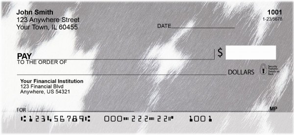 Carousel Checks Cow Prints in Black + White Personal Checks (GEO-70)