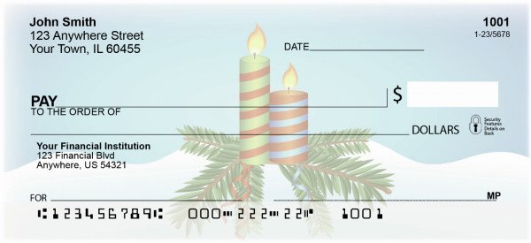 Carousel Checks Christmas Candles Personal Checks (XMS-19)