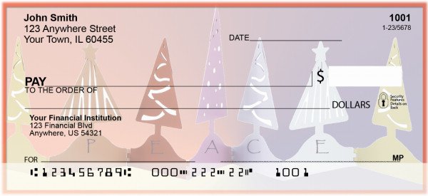 Carousel Checks Peace and Joy Christmas Trees Bank Checks (XMS-50)