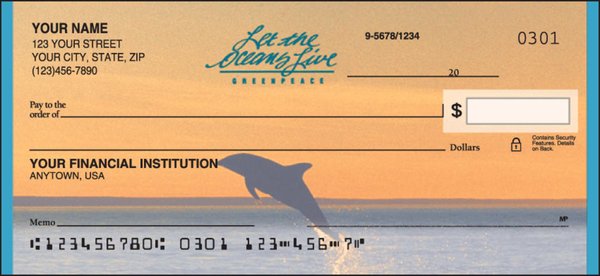 Checks Unlimited Greenpeace Let Oceans Live check design