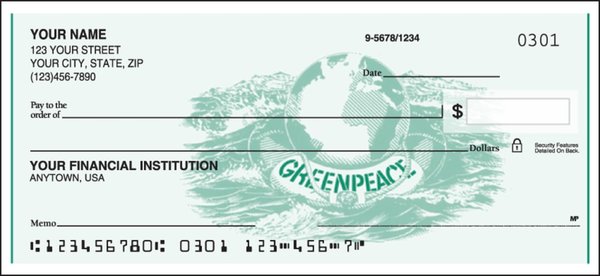 Checks Unlimited Greenpeace Logo check design