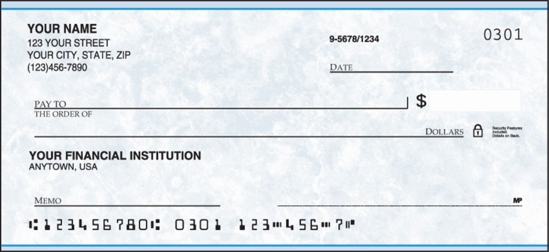 Wells Fargo personal checks standard blue design